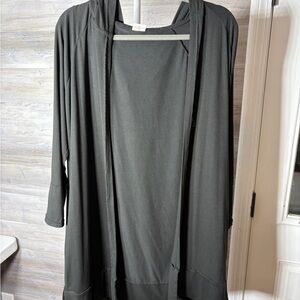 Open-Front Black Hooded Cardigan for Women 1101